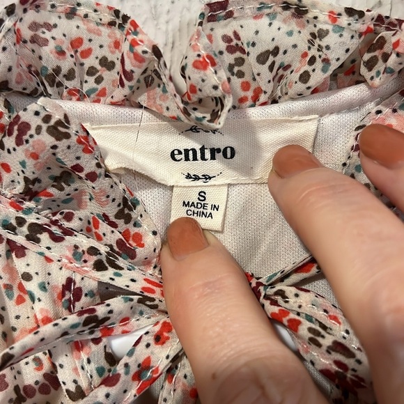 Entro cream floral print tiered midi dress size small - Picture 11 of 14